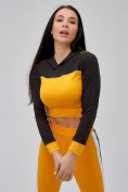 Оптом Спортивный костюм для фитнеса женский желтого цвета 21111J в Казани, фото 27