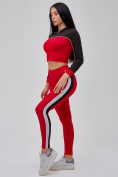 Оптом Спортивный костюм для фитнеса женский красного цвета 21111Kr в  Красноярске, фото 2