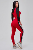 Оптом Спортивный костюм для фитнеса женский красного цвета 21111Kr в Перми, фото 5