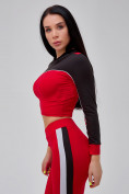 Оптом Спортивный костюм для фитнеса женский красного цвета 21111Kr в  Красноярске, фото 11