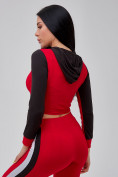 Оптом Спортивный костюм для фитнеса женский красного цвета 21111Kr в Перми, фото 12
