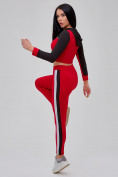 Оптом Спортивный костюм для фитнеса женский красного цвета 21111Kr в Казани, фото 16