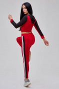 Оптом Спортивный костюм для фитнеса женский красного цвета 21111Kr в Самаре, фото 17