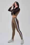 Оптом Спортивный костюм для фитнеса женский цвета хаки 21111Kh в Самаре, фото 5