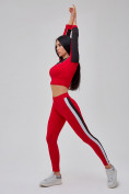 Оптом Спортивный костюм для фитнеса женский красного цвета 21111Kr в  Красноярске, фото 20