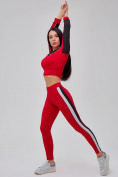 Оптом Спортивный костюм для фитнеса женский красного цвета 21111Kr в Казани, фото 21