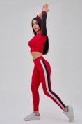 Оптом Спортивный костюм для фитнеса женский красного цвета 21111Kr в Перми, фото 22