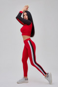 Оптом Спортивный костюм для фитнеса женский красного цвета 21111Kr в Казани, фото 23