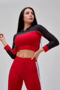 Оптом Спортивный костюм для фитнеса женский красного цвета 21111Kr в  Красноярске, фото 27