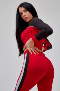 Оптом Спортивный костюм для фитнеса женский красного цвета 21111Kr в Казани, фото 30