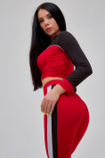 Оптом Спортивный костюм для фитнеса женский красного цвета 21111Kr в Перми, фото 31