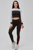 Оптом Спортивный костюм для фитнеса женский черного цвета 21111Ch в Перми, фото 3