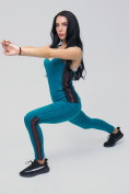 Оптом Спортивный костюм для фитнеса женский бирюзового цвета 21130Br, фото 9