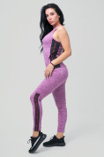 Оптом Спортивный костюм для фитнеса женский фиолетового цвета 21130F в Самаре, фото 2