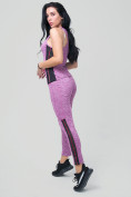 Оптом Спортивный костюм для фитнеса женский фиолетового цвета 21130F, фото 3