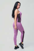 Оптом Спортивный костюм для фитнеса женский фиолетового цвета 21130F, фото 4
