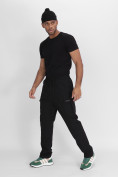 Оптом Утепленные спортивные брюки мужские черного цвета 21132Ch в Казани, фото 2
