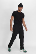 Оптом Утепленные спортивные брюки мужские черного цвета 21132Ch в Казани, фото 3