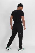 Оптом Утепленные спортивные брюки мужские черного цвета 21132Ch в Казани, фото 4