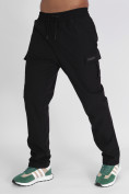 Оптом Утепленные спортивные брюки мужские черного цвета 21132Ch в Казани, фото 8