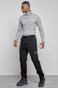 Оптом Брюки утепленный мужской зимние спортивные черного цвета 21133Ch, фото 2