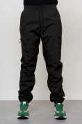 Оптом Брюки утепленный мужской зимние спортивные черного цвета 21135Ch