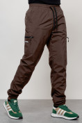 Оптом Брюки утепленный мужской зимние спортивные темно-коричневого цвета 21135TK, фото 10