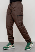 Оптом Брюки утепленный мужской зимние спортивные темно-коричневого цвета 21135TK, фото 9