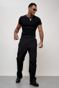 Оптом Брюки утепленный мужской зимние спортивные черного цвета 21137Ch, фото 9
