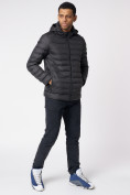 Оптом Куртки мужские стеганная с капюшоном черного цвета 21225Ch в Екатеринбурге, фото 3