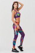 Оптом Спортивный костюм для фитнеса женский фиолетового цвета 212903F в Самаре, фото 4