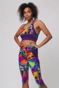 Оптом Спортивный костюм для фитнеса женский фиолетового цвета 212904F в Самаре, фото 4