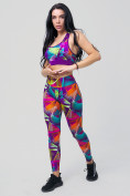 Оптом Спортивный костюм для фитнеса женский фиолетового цвета 212906F в Перми