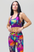 Оптом Спортивный костюм для фитнеса женский фиолетового цвета 212906F в Самаре, фото 7