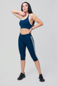 Оптом Спортивный костюм для фитнеса женский темно-синего цвета 212908TS в Омске
