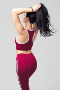 Оптом Спортивный костюм для фитнеса женский бордового цвета 212908Bo, фото 9