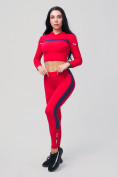 Оптом Спортивный костюм для фитнеса женский красного цвета 212912Kr в Уфе