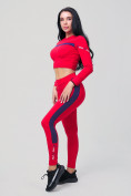 Оптом Спортивный костюм для фитнеса женский красного цвета 212912Kr в Волгоградке, фото 3
