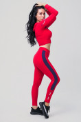 Оптом Спортивный костюм для фитнеса женский красного цвета 212912Kr в  Красноярске, фото 8