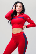 Оптом Спортивный костюм для фитнеса женский красного цвета 212912Kr в Омске, фото 6