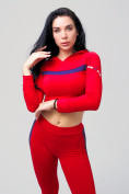 Оптом Спортивный костюм для фитнеса женский красного цвета 212912Kr, фото 4