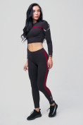 Оптом Спортивный костюм для фитнеса женский черного цвета 212912Ch в Омске, фото 2