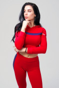 Оптом Спортивный костюм для фитнеса женский красного цвета 212912Kr в  Красноярске, фото 2