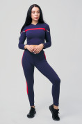 Оптом Спортивный костюм для фитнеса женский темно-синего цвета 212912TS в Нижнем Новгороде