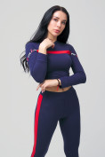 Оптом Спортивный костюм для фитнеса женский темно-синего цвета 212912TS в Казани, фото 3