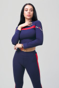 Оптом Спортивный костюм для фитнеса женский темно-синего цвета 212912TS в Екатеринбурге, фото 4