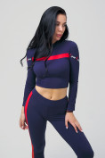Оптом Спортивный костюм для фитнеса женский темно-синего цвета 212912TS в Самаре, фото 5