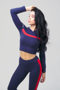 Оптом Спортивный костюм для фитнеса женский темно-синего цвета 212912TS, фото 7