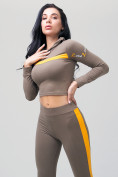 Оптом Спортивный костюм для фитнеса женский цвета хаки 212912Kh в Самаре, фото 15