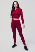 Оптом Спортивный костюм для фитнеса женский бордового цвета 212912Bo в Сочи, фото 3